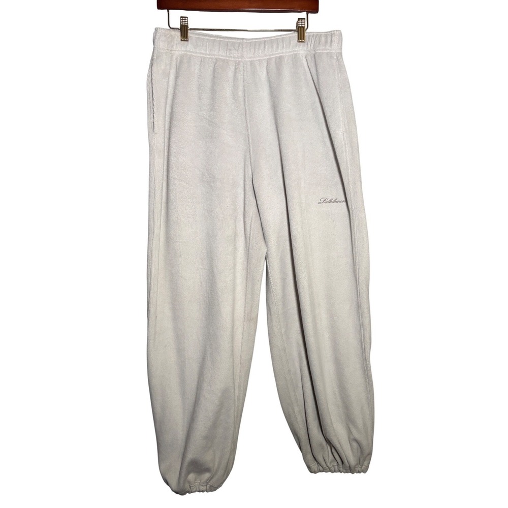 Lululemon Womens L Scuba High-Rise Jogger Velour Fleece Bone White Athleisure